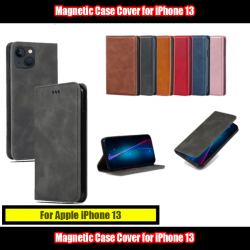 Magnetic Book Cover Case for iPhone 13 A2633 Card Wallet Leather Slim Fit Look